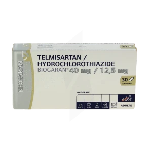 Telmisartan/hydrochlorothiazide Biogaran 40 Mg/12,5 Mg, Comprimé