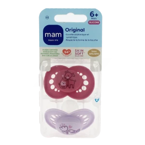 Mam Original Sucette Silicone 6mois+ Nature B/2