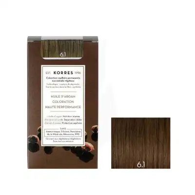 Korres Coloration Permanente à L'huile D'argan 6.1 Blond Foncé Cendré Kit à NICE