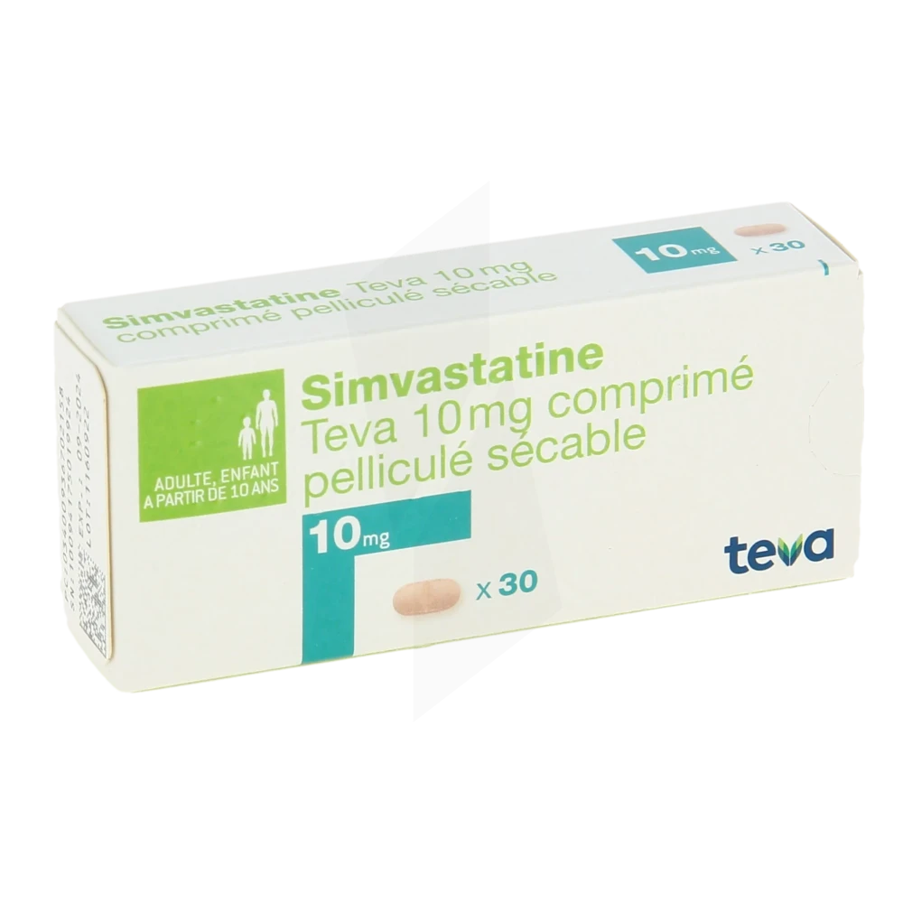 Simvastatine Teva 10 Mg, Comprimé Pelliculé Sécable