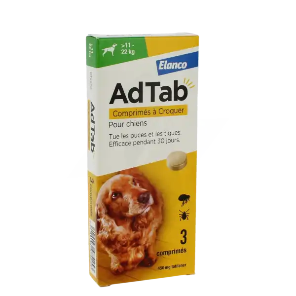 Adtab 450 Mg Comprimes A Croquer Pour Chiens (> 11–22 Kg), Comprimé à Croquer