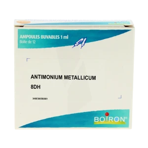 Boiron Antimonium Metallicum 8dh Solution Buvable En Ampoules Boîte De 12 Ampoules