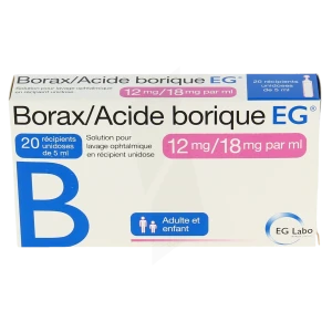 Borax / Acide Borique Eg 12 Mg/18 Mg/ml, Solution Pour Lavage Ophtalmique En Récipient Unidose