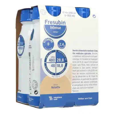 Fresubin Intense Drink Nutriment Noisette 4bouteilles/200ml à DREMIL LAFAGE