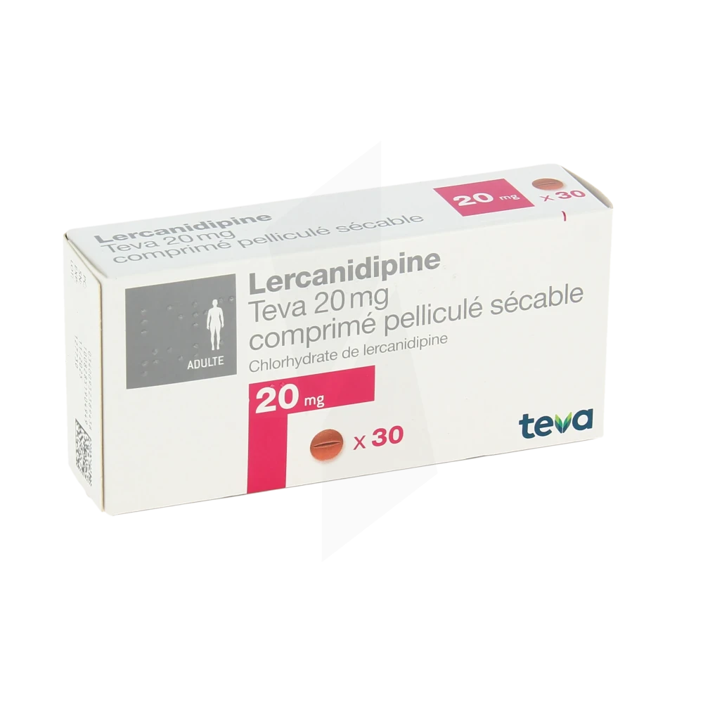 Lercanidipine Teva 20 Mg, Comprimé Pelliculé Sécable