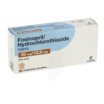 Fosinopril/hydrochlorothiazide Viatris 20 Mg /12,5 Mg, Comprimé Sécable à CHAMPAGNOLE
