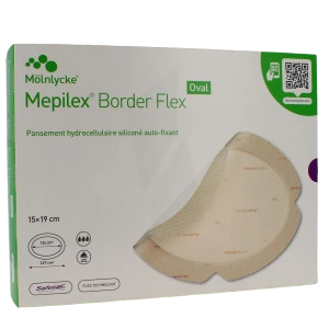 Mepilex Border Flex Oval Pansement Hydrocellulaire Adhésif Stérile Siliconé 15x19cm B/16