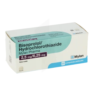 Bisoprolol/hydrochlorothiazide Viatris 2,5 Mg/6,25 Mg, Comprimé Pelliculé
