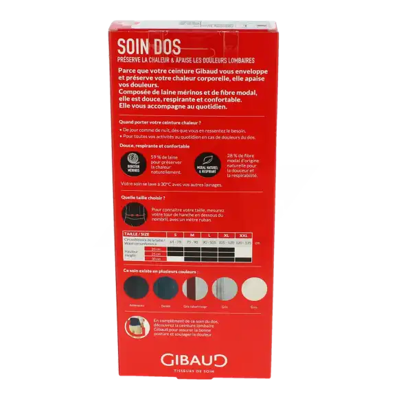 Gibaud - Ceinture Chaleur - Anthracite - Hauteur 25cm - Taille L