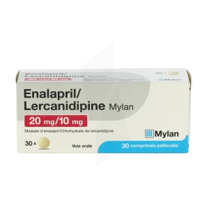 Enalapril/lercanidipine Viatris 20 Mg/10 Mg, Comprimé Pelliculé