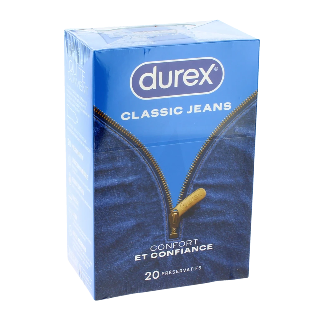 Durex Classic Jeans Préservatif Lubrifié Etui/20