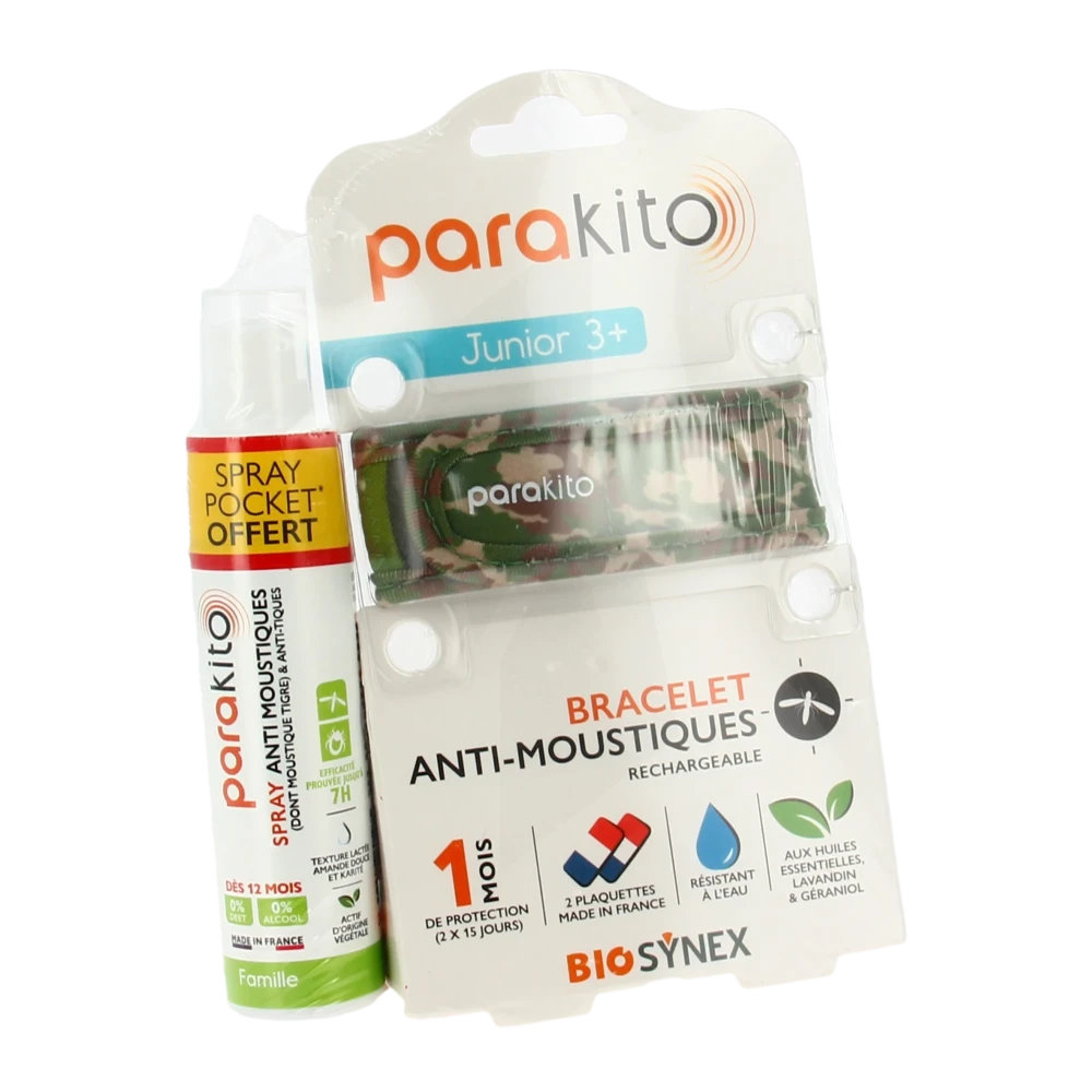 Parakito Bracelet Anti-moustique Junior Camouflage +spray Offert 30ml