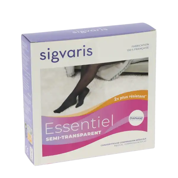 Sigvaris Essentiel Semi-transparent Chaussettes  Femme Classe 2 Noir Large Normal