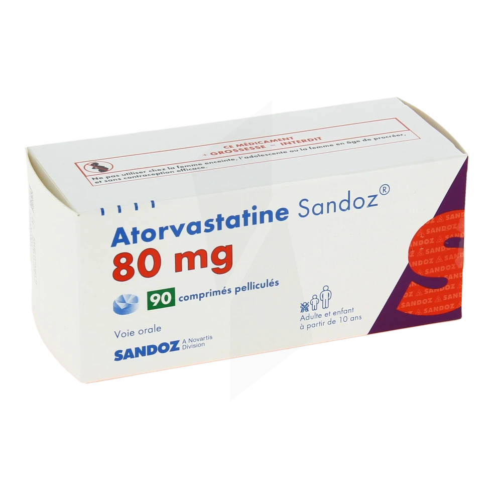 Atorvastatine Sandoz 80 Mg, Comprimé Pelliculé Sécable