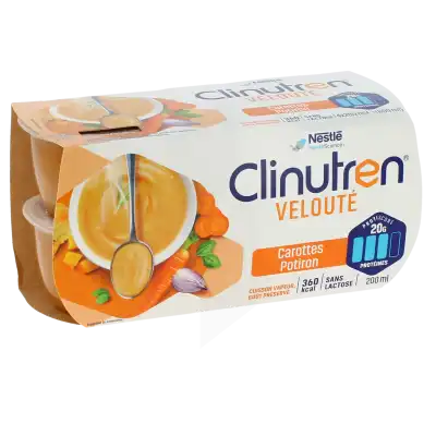 Clinutren Soupe Velouté Nutriment Carottes Potiron 4 Cups/200ml à Égletons