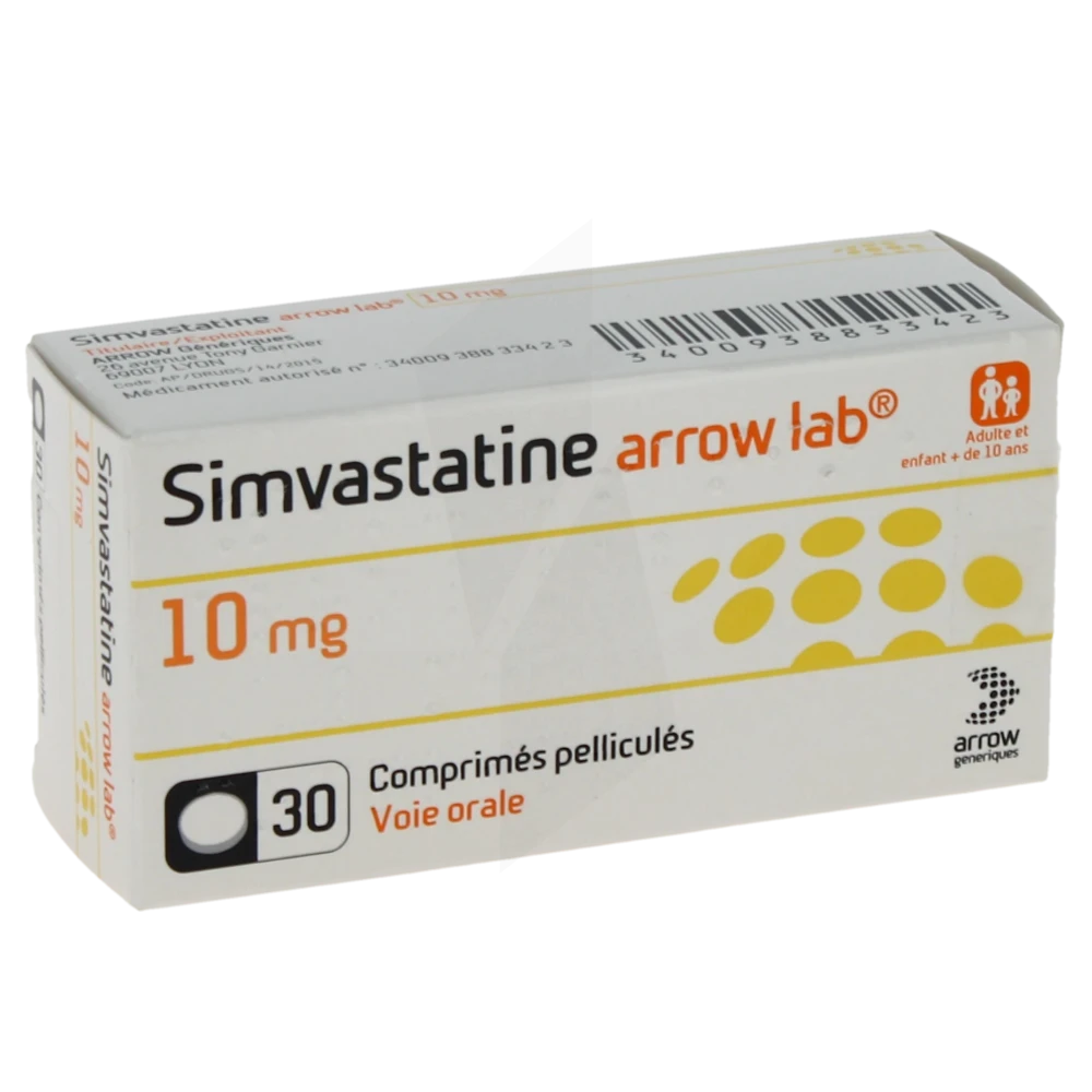 Simvastatine Arrow Lab 10 Mg, Comprimé Pelliculé