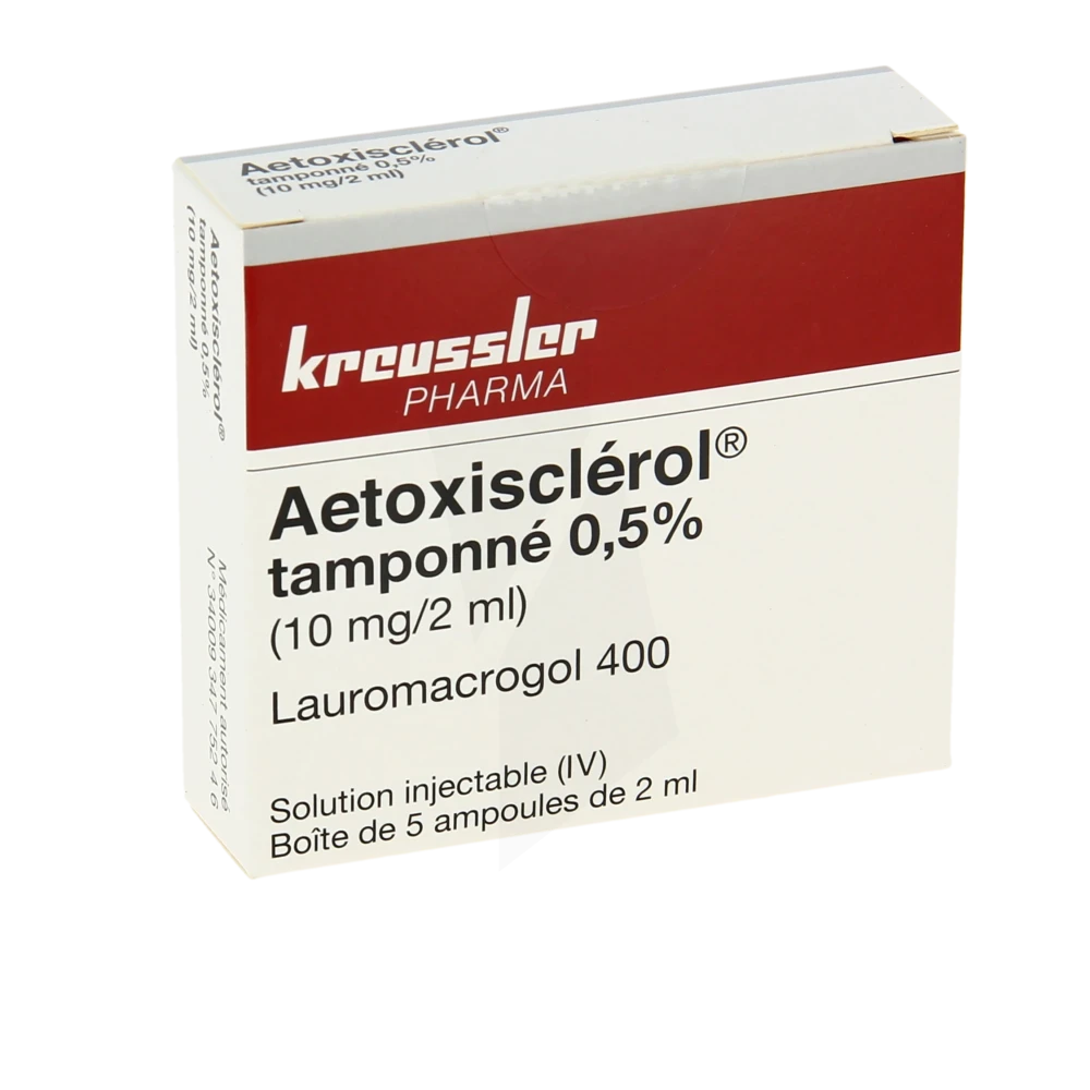 Aetoxisclerol 0,5% (10 Mg/2 Ml), Solution Injectable