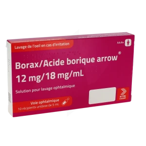 Borax / Acide Borique Arrow 12 Mg/18 Mg/ml, Solution Pour Lavage Ophtalmique En Récipient Unidose