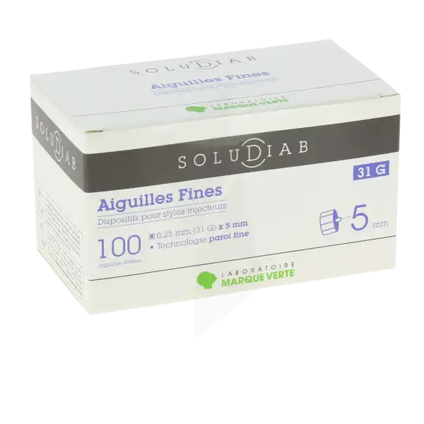 Soludiab Aiguilles Stylos Insuline 5mm Fines 31g  Bt100