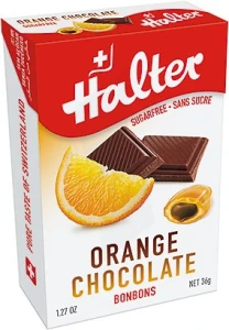 Halter Bonbon Sans Sucre Orange Fourré Chocolat B/36g