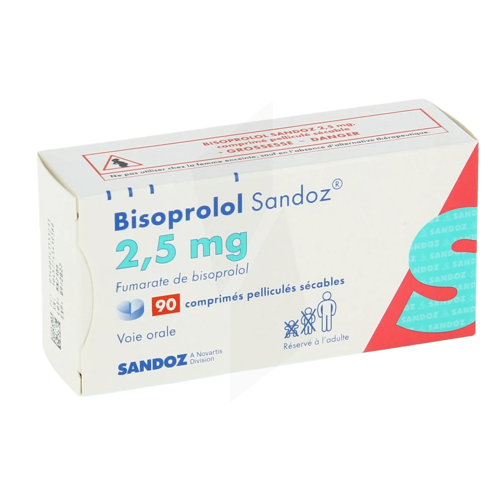 Bisoprolol Sandoz 2,5 Mg, Comprimé Pelliculé Sécable