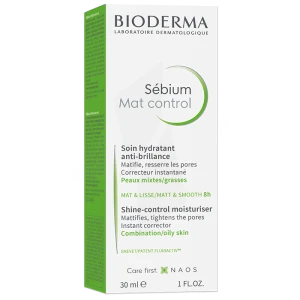 Bioderma Sébium Mat Control Crème Matifiante Hydratante Peau Grasse 30ml