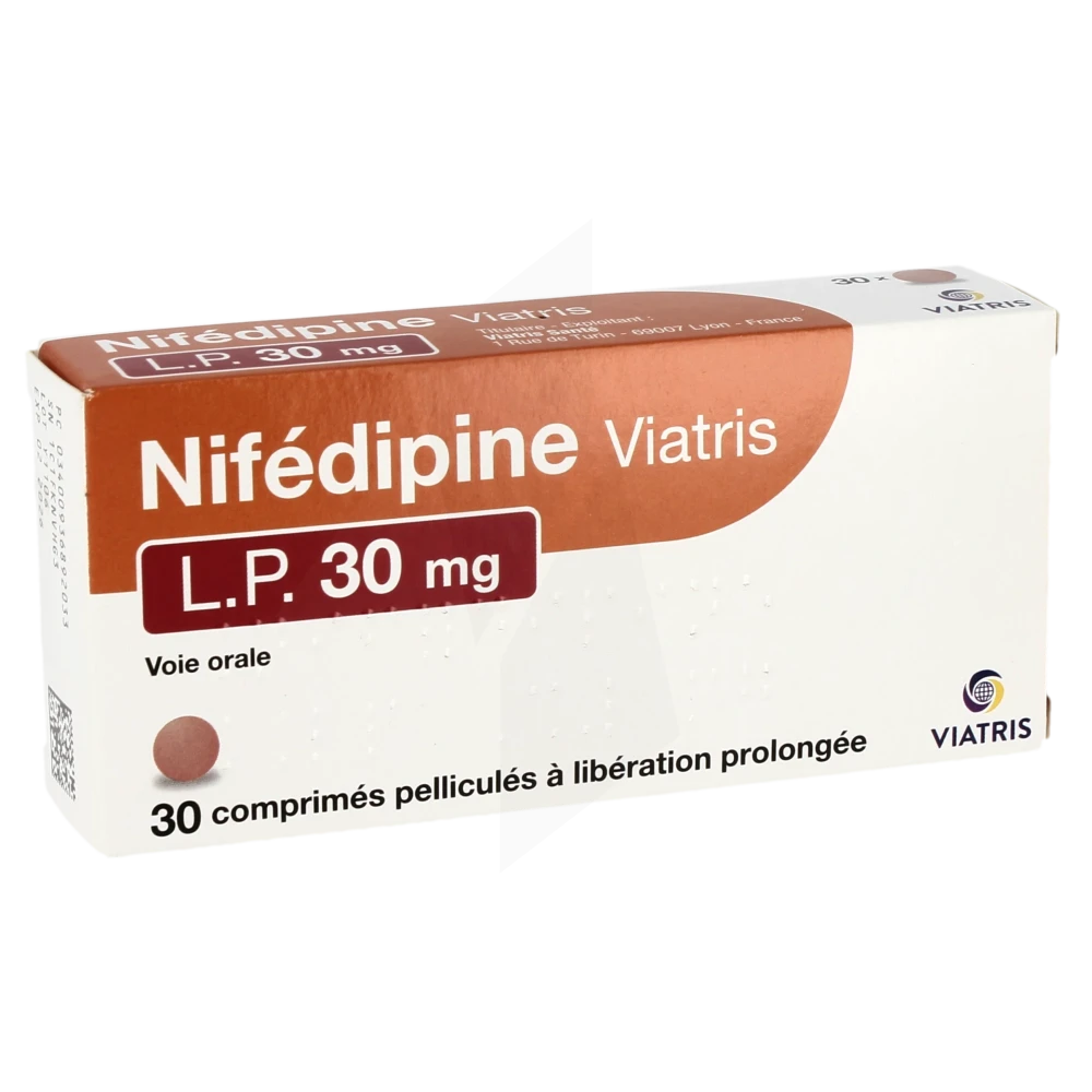 Nifedipine Viatris L.p. 30 Mg, Comprimé Pelliculé à Libération Prolongée