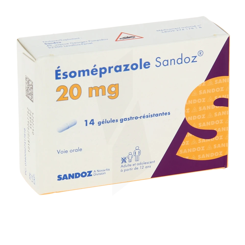 Esomeprazole Sandoz 20 Mg, Gélule Gastro-résistante