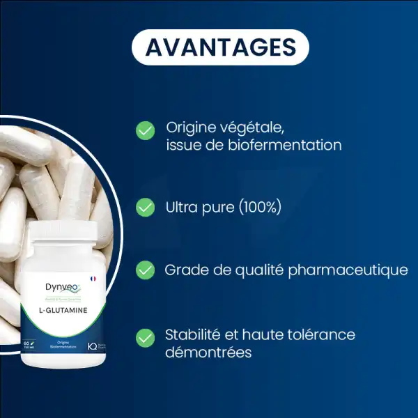 Dynveo L Glutamine Naturelle Végétale 150g 60 Gélules