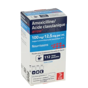 Amoxicilline Acide Clavulanique Arrow 100 Mg/12,5 Mg Par Ml Nourrissons, Poudre Pour Suspension Buvable En Flacon (rapport Amoxicilline/acide Clavulanique : 8/1)