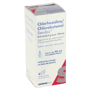 Chlorhexidine/chlorobutanol Sandoz 0,5 Ml/0,5 G Pour 100 Ml, Solution Pour Bain De Bouche En Flacon à BRUGES