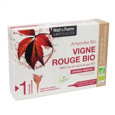 Nat&form Ampoules Vigne Rouge Bio Solution Buvable 20 Ampoules/10ml à Bourges