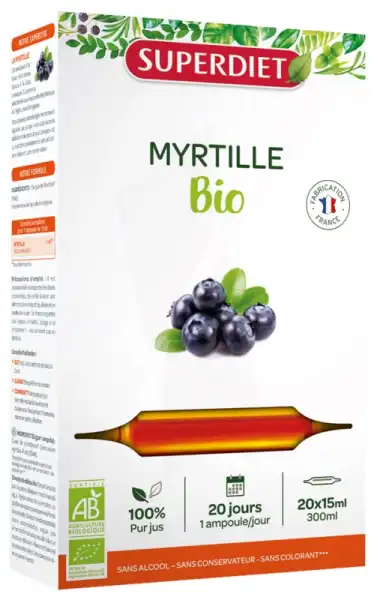 Superdiet Myrtille Bio Solution Buvable 20 Ampoules/10ml