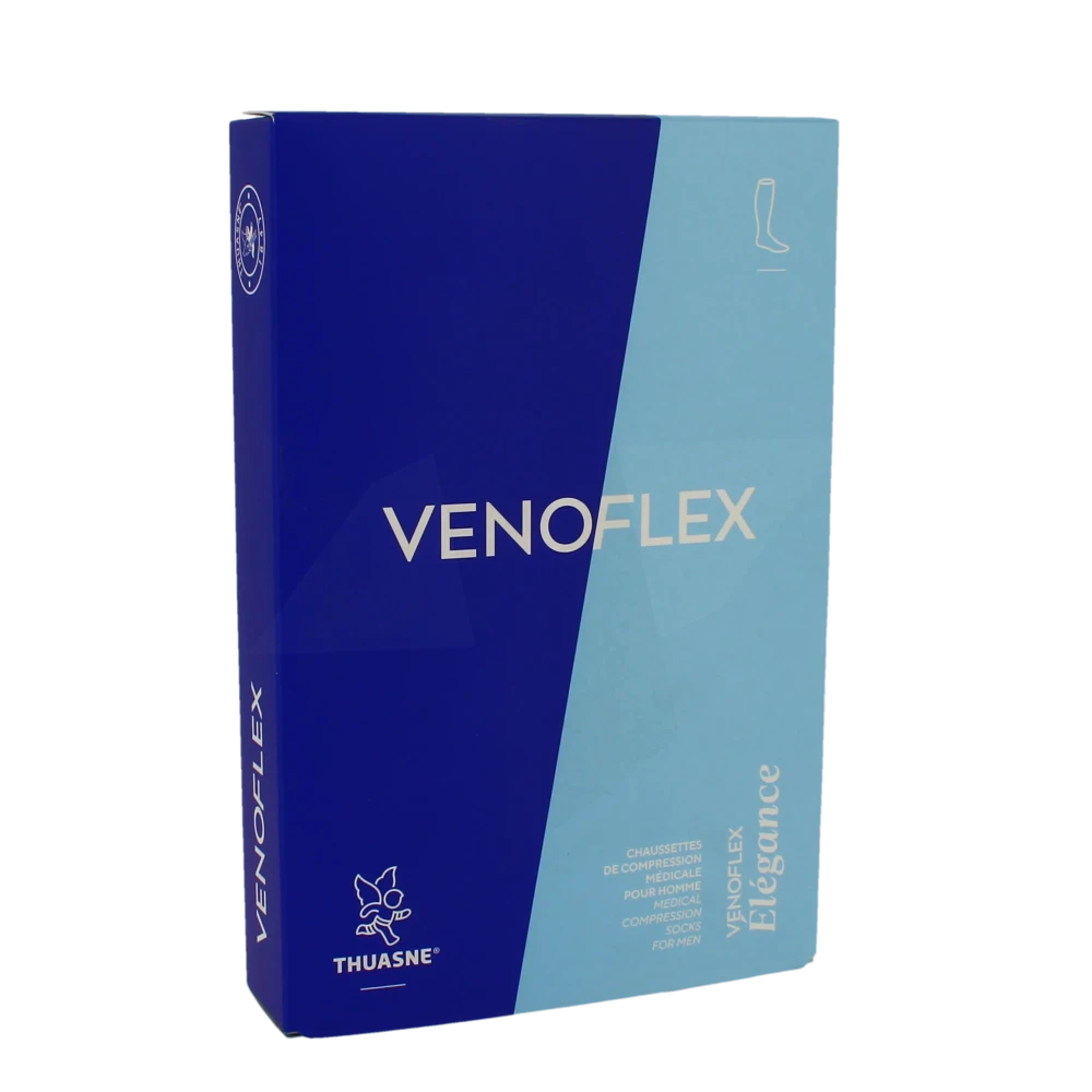 Thuasne Venoflex Elegance 2 Chaussette Maille Côtelée Homme Noir T2n+