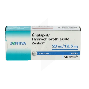 Enalapril/hydrochlorothiazide Zentiva 20 Mg/12,5 Mg, Comprimé Sécable