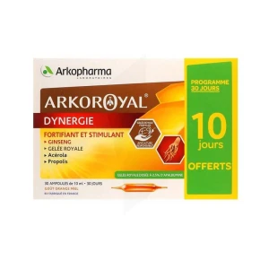 Arkoroyal Dynergie Ginseng Gelée Royale Propolis Solution Buvable 30 Ampoules/10ml