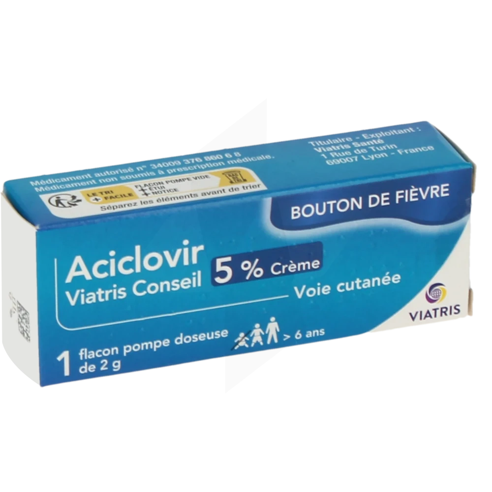 Aciclovir Viatris Conseil 5 %, Crème