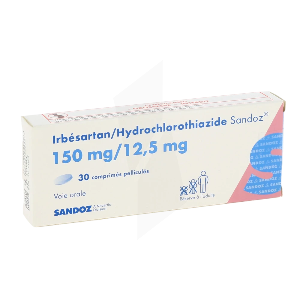 Irbesartan/hydrochlorothiazide Sandoz 150 Mg/12,5 Mg, Comprimé Pelliculé