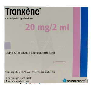 Tranxene 20 Mg/2 Ml, Lyophilisat Et Solution Pour Usage Parentéral