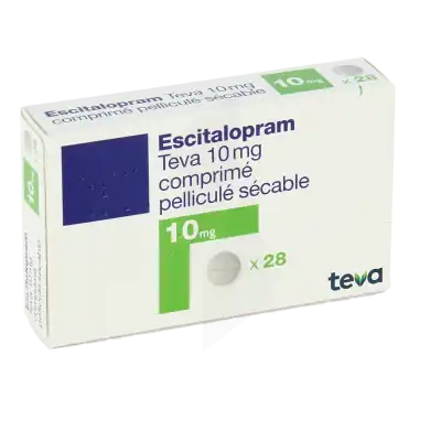 Escitalopram Teva 10 Mg, Comprimé Pelliculé Sécable à Eysines