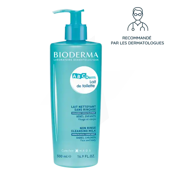 Bioderma Abcderm Lait De Toilette Bébé Nettoyant Sans Rinçage 500ml
