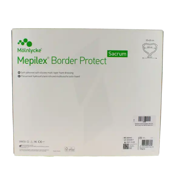 Mepilex Border Sacrum Protect Pansement Hydrocellulaire Siliconé 22x25 Cm Boîte De 10