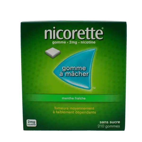 Nicorette Menthe Fraiche 2 Mg Sans Sucre, Gomme à Mâcher Médicamenteuse édulcorée Au Xylitol Et à L'acésulfame Potassique