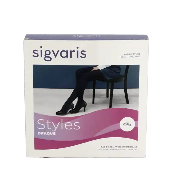 Sigvaris Styles Opaque Collant  Femme Classe 2 Noir Medium Long