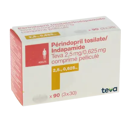 Perindopril Tosilate/indapamide Teva 2,5 Mg/0,625 Mg, Comprimé Pelliculé à MONTEUX