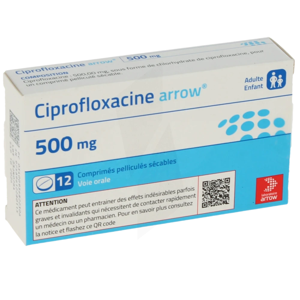 Ciprofloxacine Arrow 500 Mg, Comprimé Pelliculé Sécable