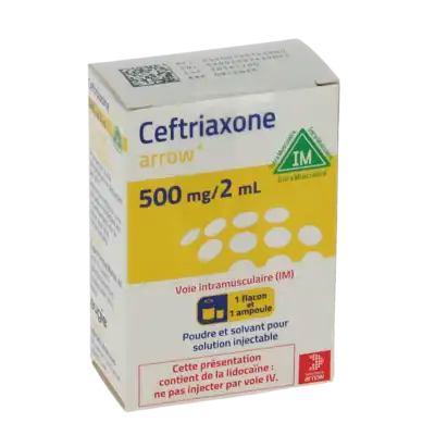 Ceftriaxone Arrow 500 Mg/2 Ml, Poudre Et Solvant Pour Solution Injectable (im) à Abbeville