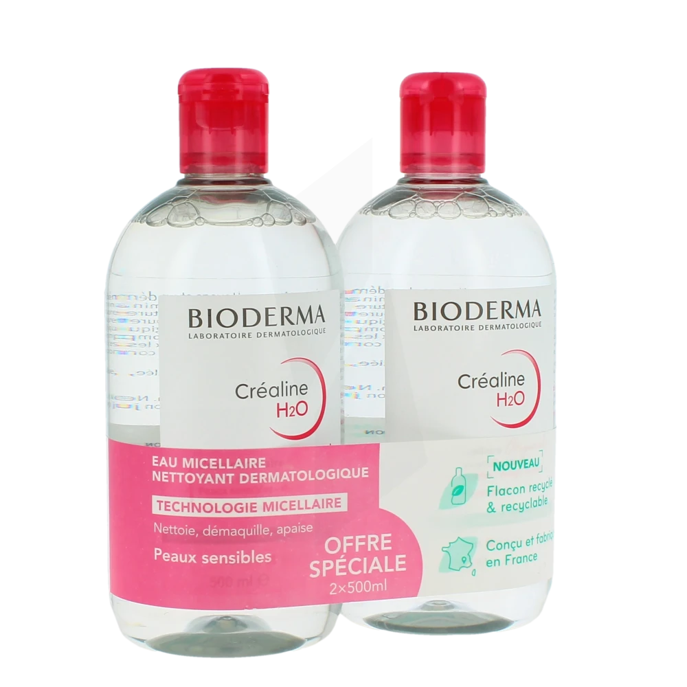Bioderma Créaline H2o Eau Micellaire Visage Nettoyante Démaquillante 2x500 Ml