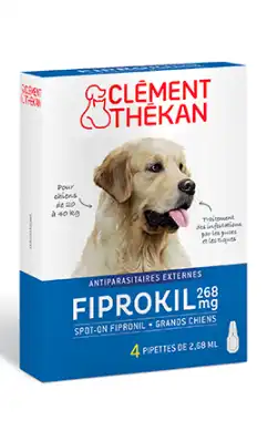 Fiprokil 268mg Spot-on Solution Pour Application Locale Grands Chiens 20-40kg 4 Pipettes/2,68ml à Angers