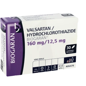 Valsartan Hydrochlorothiazide Biogaran 160 Mg/12,5 Mg, Comprimé Pelliculé